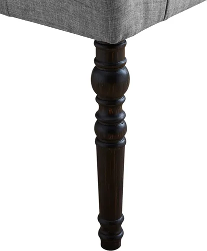 Miniatura 9 de Roundhill Furniture Leviton Urban Style - Juego de comedor de madera lavada oscura: mesa, 4 sillas y banco, gris