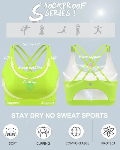 Miniatura 179 de Brasieres deportivos para mujer, con relleno, tipo camiseta sin mangas, sexis, con espalda cruzada, de alto impacto, largos, ideales para practicar