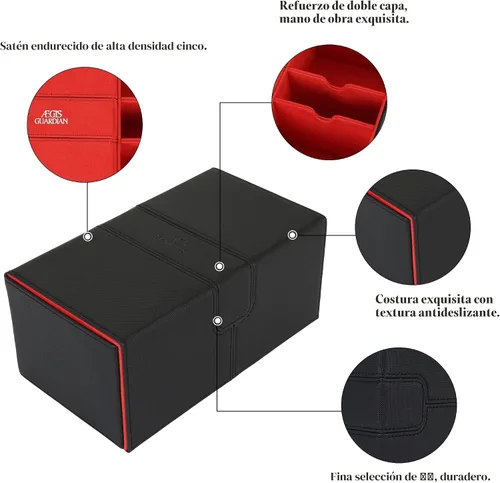 Miniatura 2 de AEGIS GUARDIAN - Caja de cartas para MTG con 3 bandejas, caja de cubierta Commander con capacidad para más de 200 cartas de doble manga, piel 37/37