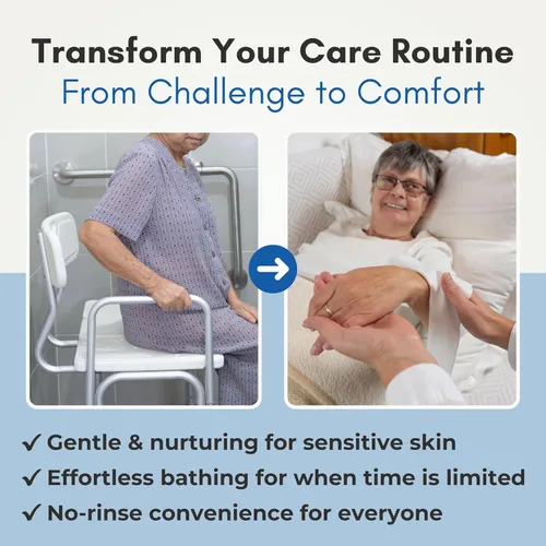 Miniatura 7 de Nurture Toallitas de baño sin enjuague para adultos con aloe Limpieza sin agua para pieles sensibles Toallitas húmedas desechables para adultos