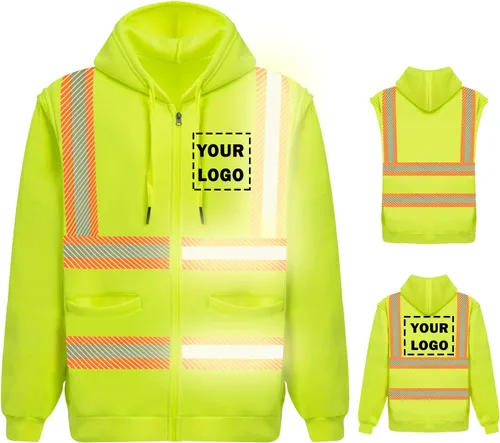 Miniatura 5 de Chaqueta con capucha de seguridad reflectante de alta visibilidad con mangas extraíbles Hi Vis Ropa de trabajo de protección al aire libre unisex