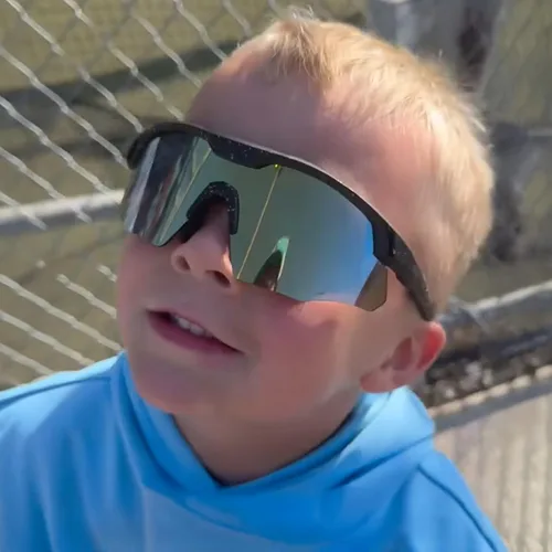Miniatura 3 de Gafas de sol de béisbol pequeñas envolventes para jóvenes, niños y mujeres, para correr, ciclismo, deportes al aire libre S598 Negro/Amarillo Verde
