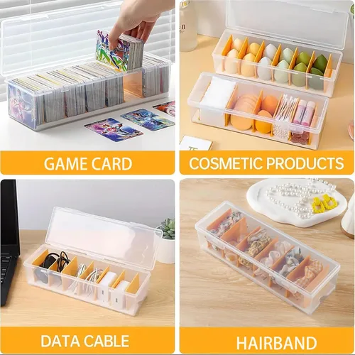 Miniatura 6 de Paquete de 2 cajas organizadoras de cables transparentes con tapa, organizador de almacenamiento de cable de carga de plástico, organizadores