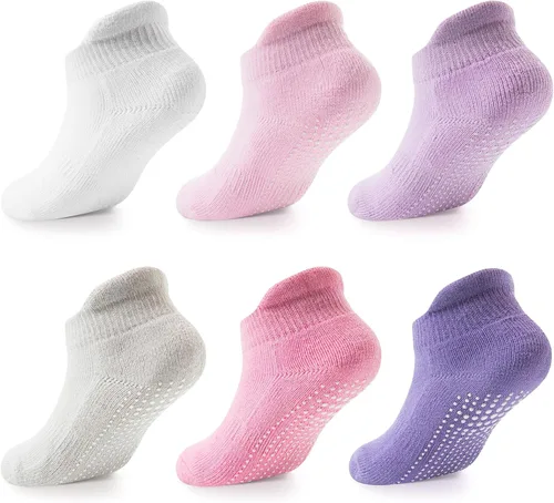 LA ACTIVE - Calcetines antideslizantes para bebés y niños y niñas pequeños, con agarre antideslizante, uso escolar