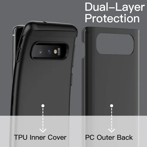 Miniatura 3 de JETech Funda resistente a prueba de golpes para Samsung Galaxy S10, funda protectora resistente de doble capa con absorción de golpes (negro)
