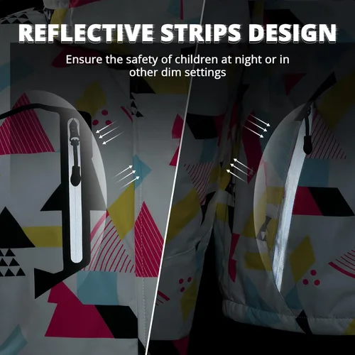 Miniatura 6 de Simplee Kids Chaqueta de esquí impermeable para niñas, abrigo de invierno colorido con capucha