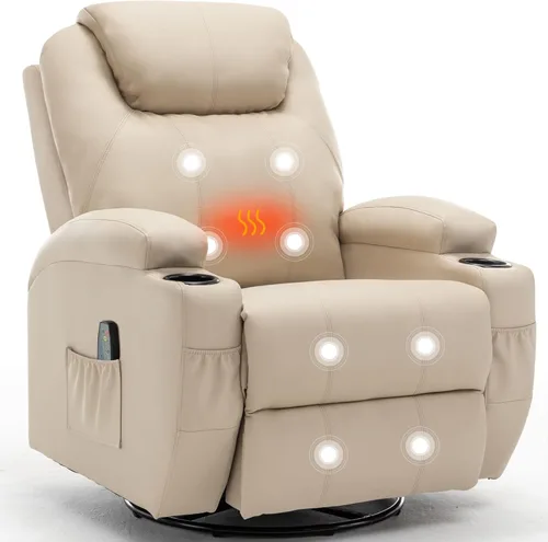 Miniatura 10 de Korser - Silla reclinable, silla mecedora con masaje y calor, sillas reclinables de giro 360° para adultos, silla mecedora manual con control remoto