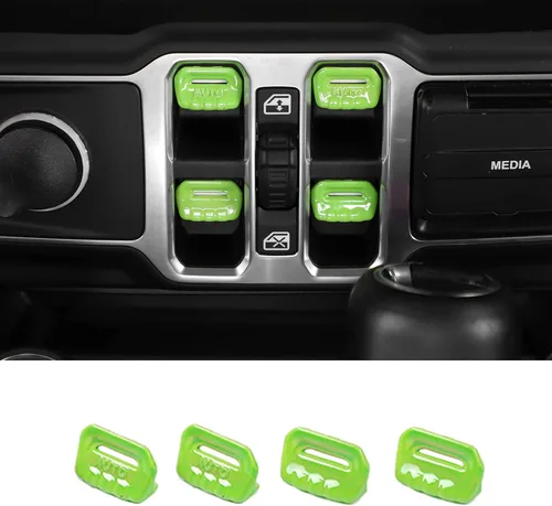 Miniatura 17 de Jimen Compatible con Jeep Wrangler JL JLU 2018-2023 y Jeep Gladiator JT 2020-2023, 4 piezas de cubierta de interruptor de botón de ventana