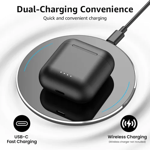 Miniatura 4 de TOZO Auriculares inalámbricos T6, auriculares Bluetooth, sonido estéreo en el oído, 50 horas de reproducción, llamada clara AI, funda de carga Negro