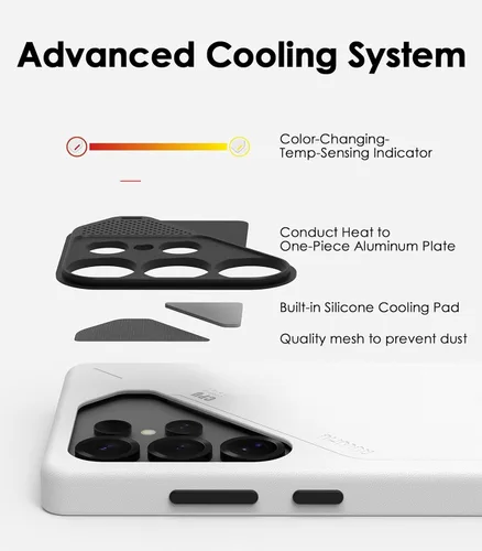 Miniatura 4 de Aulumu S25 Ultra Galaxy Funda Magnética de Cuero Vegano Compatible con MagSafe Refrigeración Pasiva Funda Samsung Galaxy S25 Ultra - Negro