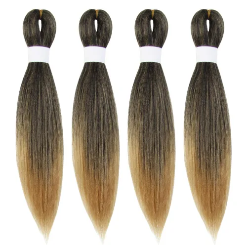 Miniatura 58 de Cabello trenzado preestirado de 10 pulgadas, 4 paquetes, extensiones de cabello corto para trenzas, cabello sintético preestirado #1 (negro azabache)