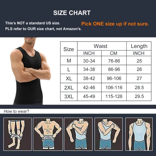 Miniatura 8 de Lgtfy Mens Gynecomastia Compression Shirts, Slimming Body Shaper Tank Top, Tummy Control Undershirts - Change in Seconds