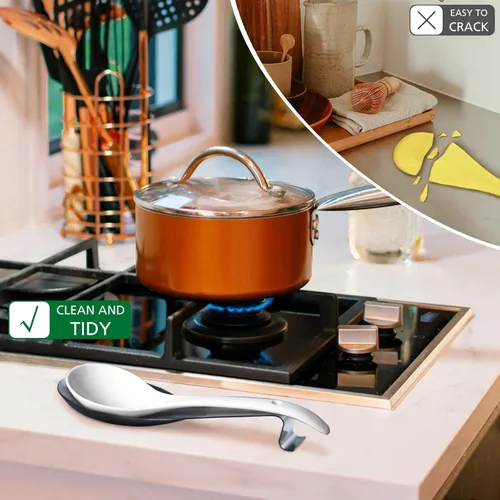 Miniatura 5 de Soporte de cuchara de acero inoxidable para encimera de cocina, utensilios de cocina, soporte para cucharón para estufa, resistente a la corrosión