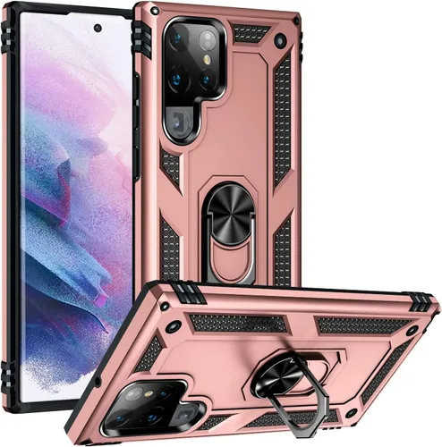 Funda de grado militar para Samsung Galaxy S22 Ultra Galaxy S22 Ultra 5G, funda de metal giratorio de 360 grados, soporte de soporte, armadura, a