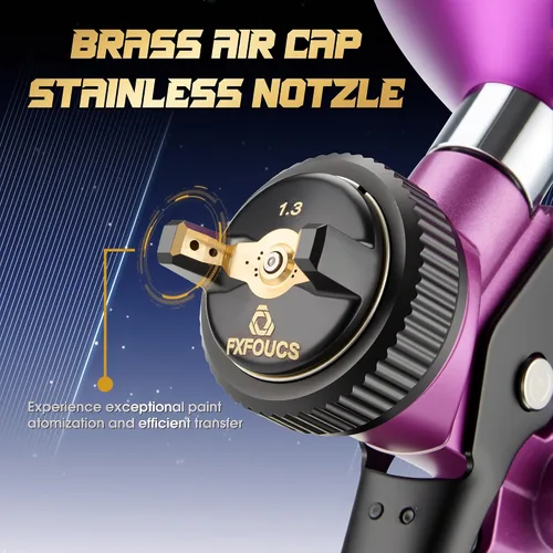 Miniatura 2 de HVLP Pistola pulverizadora con boquilla de 0.051 in, pistola de pintura para automóvil, kit de herramientas premium perfecto para una amplia gama