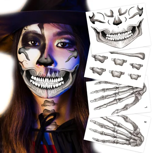 Miniatura 2 de Tatuajes de murciélagos falsos, 4 hojas de tatuajes temporales de murciélago vampiro volador negro para disfraz de Halloween