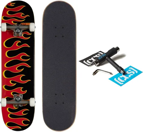 Miniatura 16 de [CCS] Patineta completa Madera de arce Grado profesional Totalmente montado con herramienta de patinaje y calcomanías Adultos, niños