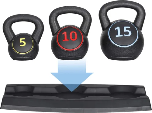 Miniatura 4 de Juego de pesas rusas de 3 piezas con estante de almacenamiento para entrenamiento cruzado, entrenamiento de artes marciales mixtas, ejercicio