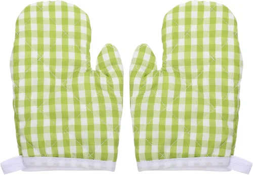 Miniatura 14 de 2 guantes de horno para cocina de juego, guantes de horno de microondas, guantes de cocina para hornear, a cuadros rojos para una parte trasera Azul