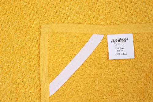 Miniatura 3 de Amour Infini paños de cocina y repasadores, 100 % algodón, muy absorbentes, se pueden lavar a máquina Rayas amarillas