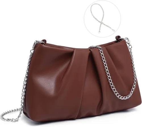 Miniatura 12 de Dasein Elegant Pleated Evening Bag Soft Vegan Leather Clutch Purse Dressy Formal Handbag with 2 Chain Straps for Women