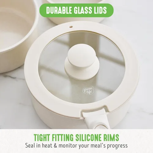 Miniatura 10 de GreenLife Juego de ollas y sartenes antiadherentes de 10 piezas, mango desmontable y juego de utensilios de cocina apilables, sartenes de cocina