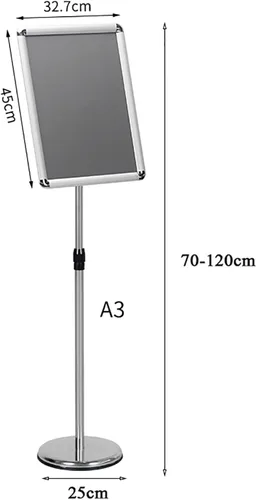 Miniatura 3 de Soporte para letrero de pie con pedestal ajustable de 11 x 17 pulgadas, marco abierto de aluminio a presión para letrero de visión vertical
