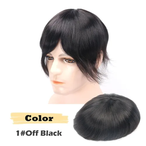 Miniatura 4 de Toupee - Sistema de reemplazo de cabello para hombres, cabello humano real, 5 x 7 pulgadas, base de encaje mono, extensión duradera para hombre