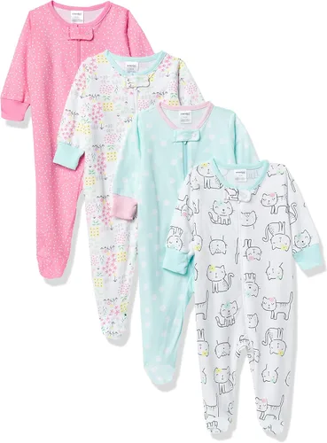 Onesies Brand Baby Girls 4-Pack Sleep N Play Footies Multi Pack