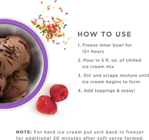 Miniatura 2 de Zoku Máquina para hacer helados, cuenco compacto para hacer y servir con núcleo de congelador de acero inoxidable que crea helado suave, yogur
