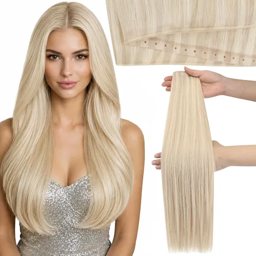 Miniatura 29 de Moresoo - Extensiones de cabello humano real cosidas, Remy, lacio, doble trama, color negro jet, 14 pulgadas, 3.53 onzas