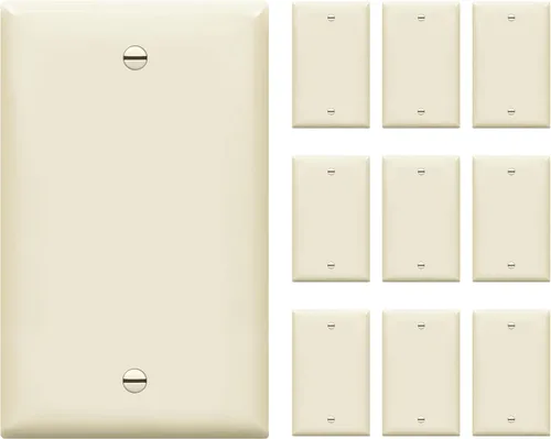 Miniatura 25 de ENERLITES - Placas para pared de dispositivo en blanco, acabado brillante, cubiertas de salida en blanco de tamaño mediano, 1 banda, 4.88 x 3.11