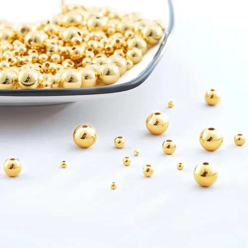 Miniatura 3 de 200 cuentas espaciadoras lisas chapadas en oro de 14 quilates, cuentas espaciadoras sin costuras para collares, pulseras, aretes, fabricación