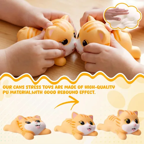 Miniatura 3 de Hungdao 2 piezas de juguetes para el estrés de gato naranja atigrado de espuma de poliuretano para gatos, juguetes sensoriales para apretar