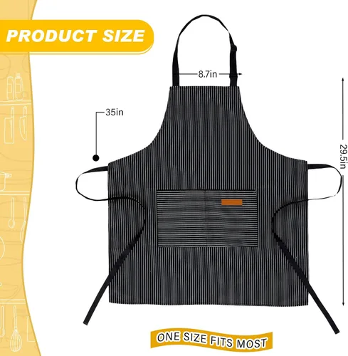 Miniatura 2 de Handepo 4 Piezas Delantales de Cocina con Bolsillos Delantales Ajustables Impermeables para Hornear para Mujeres Hombres Chef BBQ Regalo de Navidad