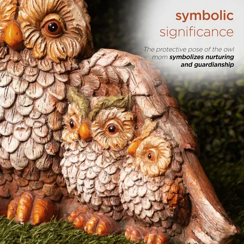 Miniatura 6 de Alpine Corporation QFC366HH - Estatua de jardín de búho para interiores y exteriores, estatua de la familia de búho amoroso, 11 pulgadas de alto