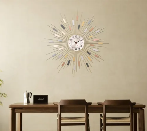 Miniatura 9 de Starburst Reloj de Pared Redondo Decorativo de 24" Silencioso Operado por Batería, Reloj de Pared Decorativo de Metal Moderno de Mediados de Siglo