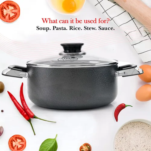 Miniatura 7 de Alpine Cuisine Olla antiadherente de 2.2 cuartos de galón con tapa de vidrio templado y asas de transporte, utensilios de cocina multiusos, horno