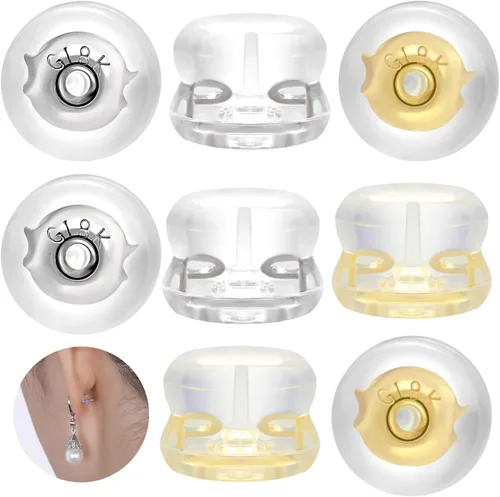 Pendiente trasero para orejas caídas, pendientes de silicona de oro de 18 quilates para aretes pesados, soporte de goma plana para aretes de soporte