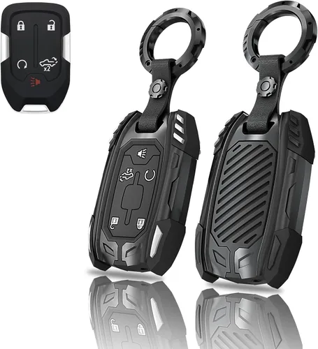 Egreat Funda para llavero de aleación de zinc para GMC Sierra, Chevy Silverado 1500 2500HD 3500HD 2023 2022 2021 2020 2019, funda para llavero con