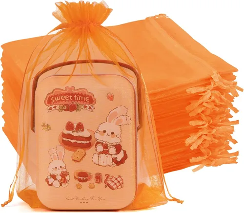 Miniatura 56 de Crweety 50 Piezas Bolsas de Organza Doradas de 3 x 4 Pulgadas, Pequeñas Bolsas de Regalo de Malla con Cordón para Favores de Boda, Despedida