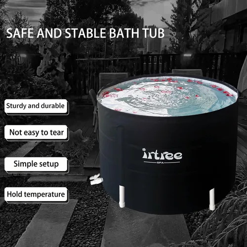 Miniatura 5 de Bañera portátil para adultos – Bañera de inmersión fría plegable con barril de ducha (diámetro 29.5 pulgadas x alto 21.6 pulgadas)