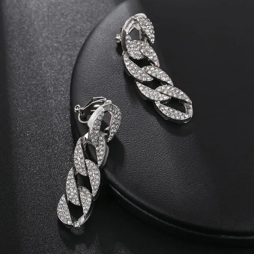 Miniatura 5 de Aretes de clip para mujer, aretes de cadena con clip para niñas
