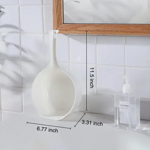 Miniatura 2 de Cuchara de agua de plástico para baño, cuchara de ducha de 1.5 litros con gancho adhesivo, taza de baño de agua para baño, cuchara de baño para niños