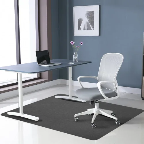 Tapete para silla de oficina para suelo de madera dura y azulejos, tapete antideslizante para silla de escritorio de 55 x 35 pulgadas, tapete de Gris