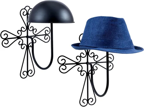 Miniatura 9 de MyGift Soporte de pared para sombrero, 2 unidades, soporte para sombreros, perchero para sombrero de vaquero para pared, gorra de béisbol, peluca