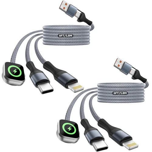 Miniatura 23 de Cruise Essentials - Cable de carga múltiple 3 en 2 para iPhone Watch Charger/iPhone 17/IP, iWatch Charger, Travel Camping Essentials compatible
