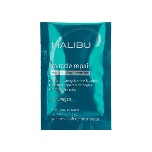 Malibu C Miracle Repair - Reconstructor capilar con mentol refrescante, tratamiento nutritivo de reparación capilar para hebras débiles y dañadas,