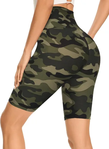 GAYHAY Pantalones cortos de ciclista de cintura alta para mujeres - 8"5"3" Pantalones cortos suaves de spandex negro para entrenamiento, voleibol,