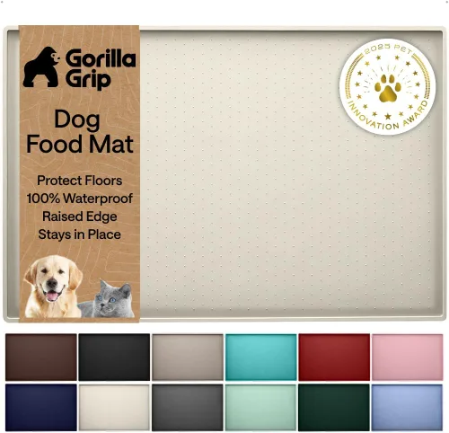 Miniatura 22 de GORILLA GRIP - Alfombrilla de silicona 100% impermeable con bordes elevados, sin BPA, para mascotas, tapetes para comida de perros y gatos, contiene